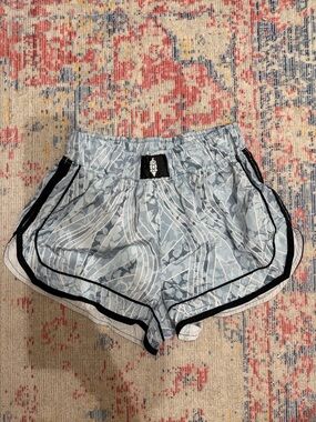 FP Movement by Free People Light Blue Printed Running Shorts with Black Trim